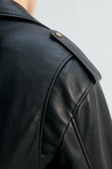 LEATHER BIKER JACKET LIMITED EDITION - Black by Zara - Image 4