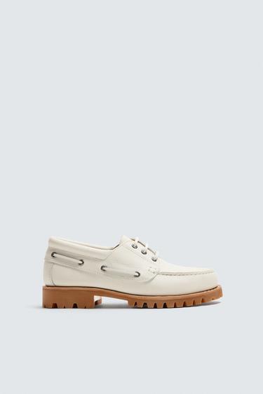 ZAPATO NÁUTICO PIEL - Blanco de Zara