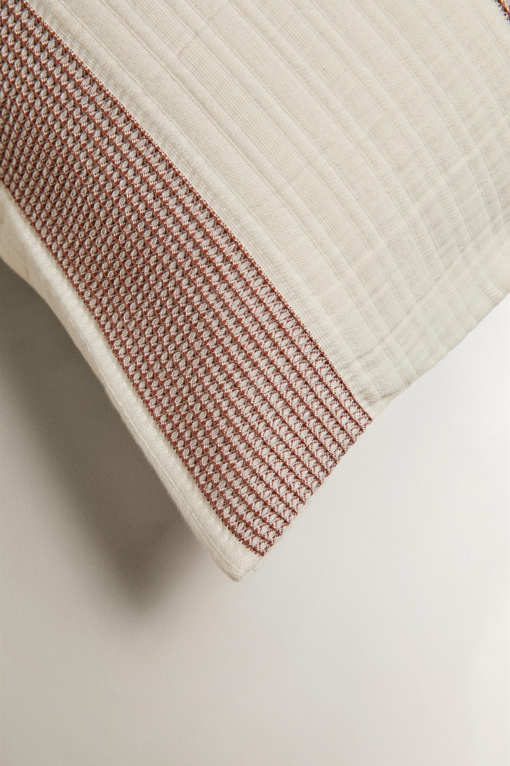 KIDS STRIPED THROW PILLOW COVER — Brick