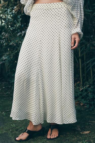 ZW COLLECTION DOT MIDI SKIRT - Black / White by Zara