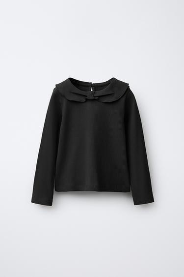 CAMISETA RIB CUELLO BOBO - Negro de Zara