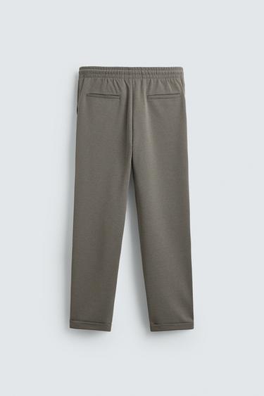 Zara EASY CARE JOGGER WAIST PANTS - Light khaki
