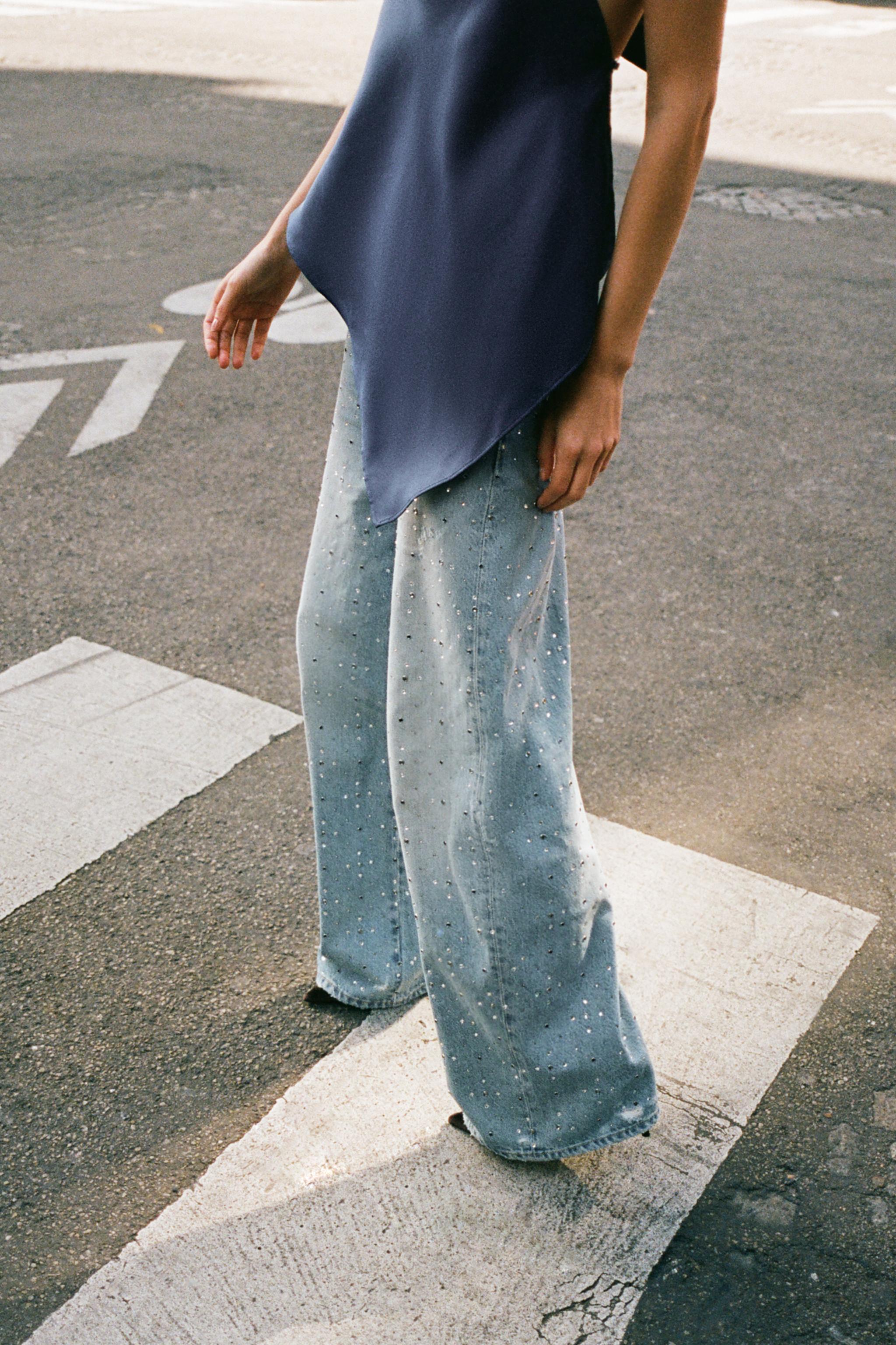 TRF BAGGY RHINESTONE JEANS