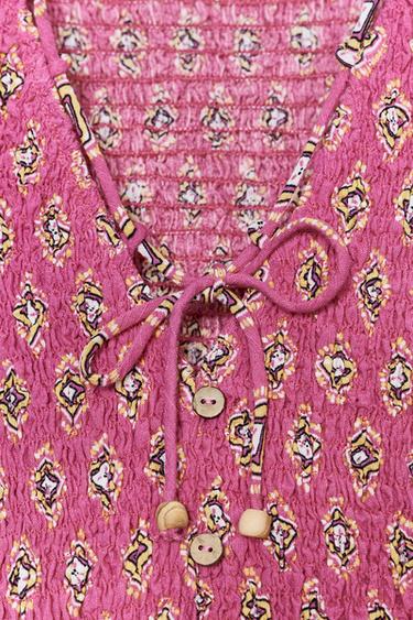 TOP IMPRIMÉ NID D'ABEILLE - Fuchsia de Zara - Image 7