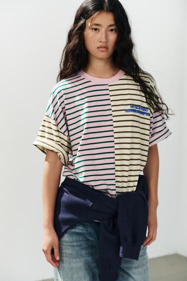 Zara OVERSIZED TEXT T-SHIRT - Pink