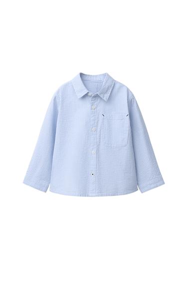 CAMISA BÁSICA SEERSUCKER - Azul de Zara