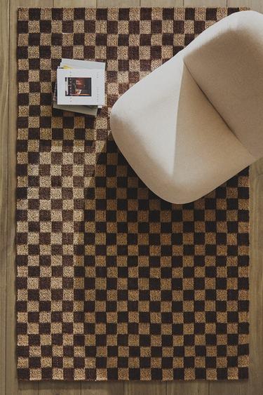 CHECK JUTE RUG - Brown by Zara