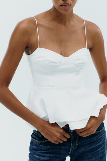 TOP BIMATIÈRE PÉPLUM - Blanc de Zara - Image 3