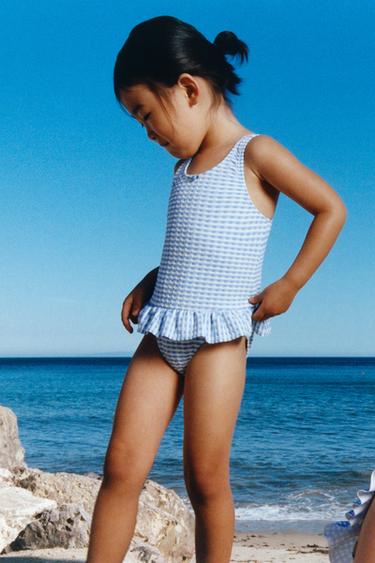 AGES 2-6/ GINGHAM SWIMSUIT - Blue by Zara