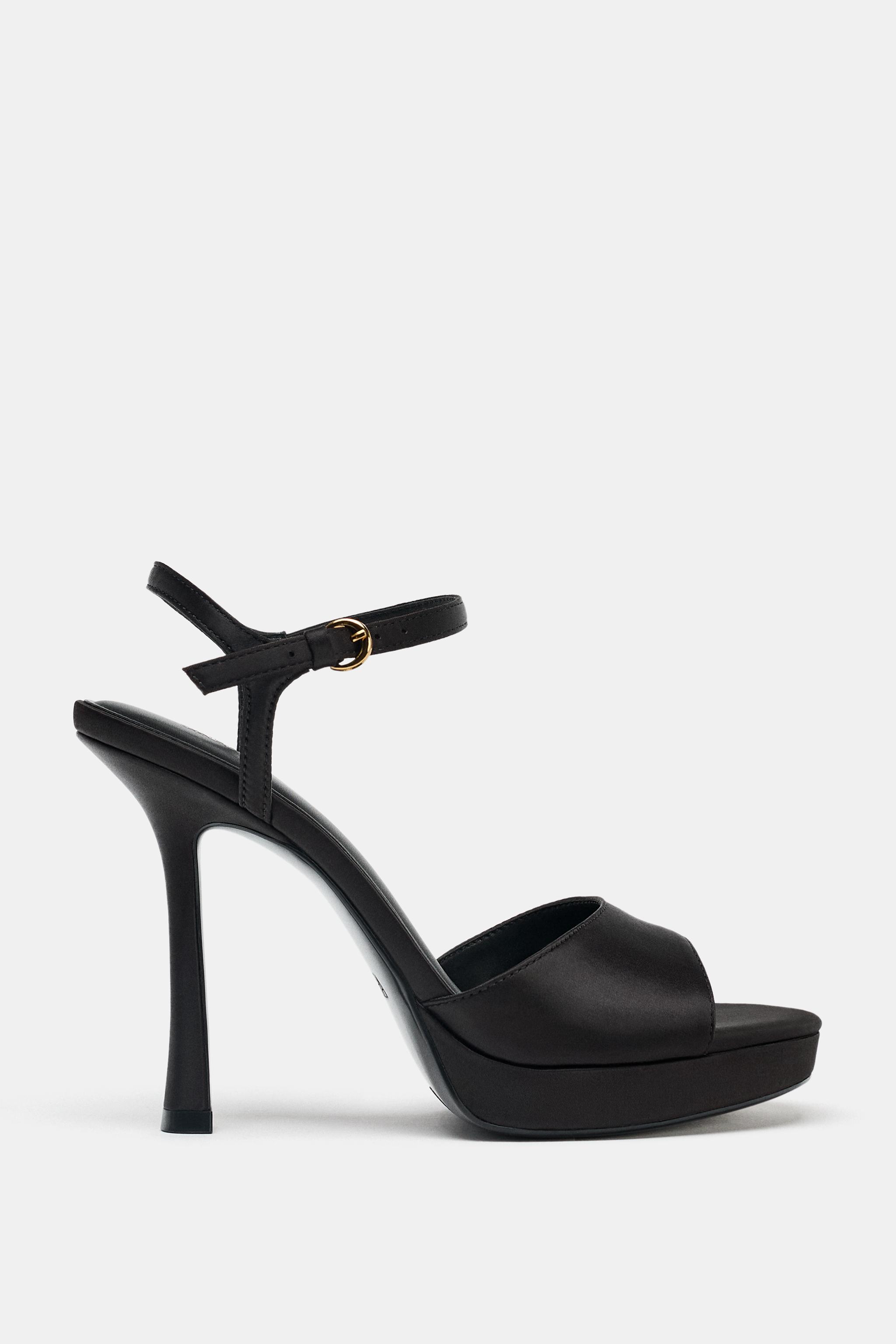 SATIN-EFFECT HEELED SANDALS