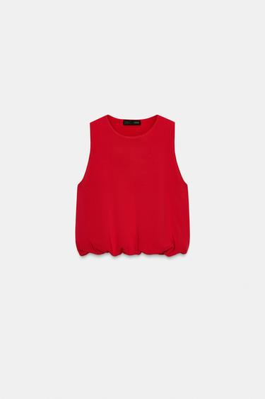TOP DE TRICÔ ABULONADO - Vermelho da Zara