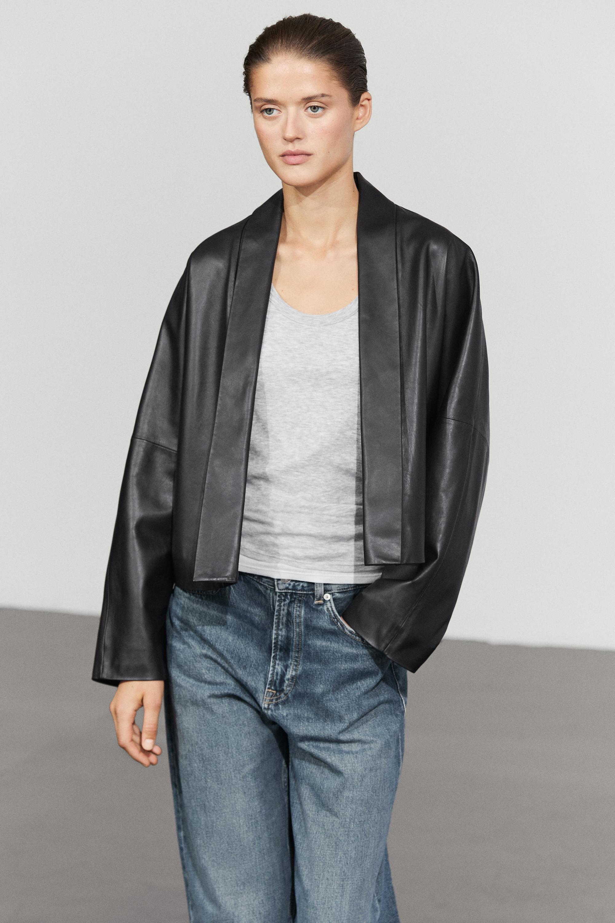 Kimono en cuir nappa à revers