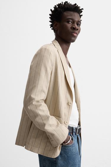 BLAZER ESTRUCTURA RAYAS - Tostado de Zara