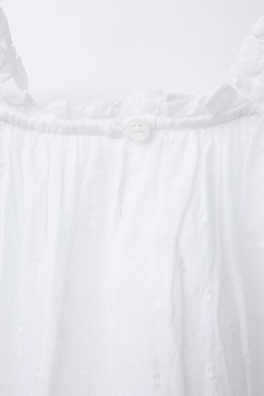 EMBROIDERED DOTTED MESH DRESS - White by Zara - Image 3