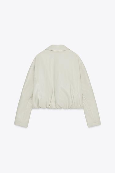 BLOUSON BOMBER MATIÈRE SYNTHÈTIQUE - Écru de Zara - Image 7