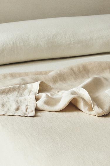 Zaras ÖVERKAST I TVÄTTAT LINNE (400 GXM²) - Sandfärgad