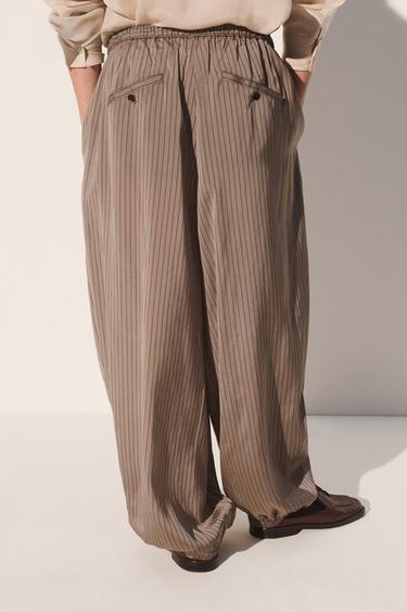 PANTALON BALLON À RAYURES EN VISCOSE ET CUPRO - rayures de Zara - Image 3