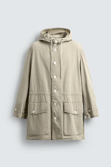 SHORT COTTON PARKA - Grey green by Zara