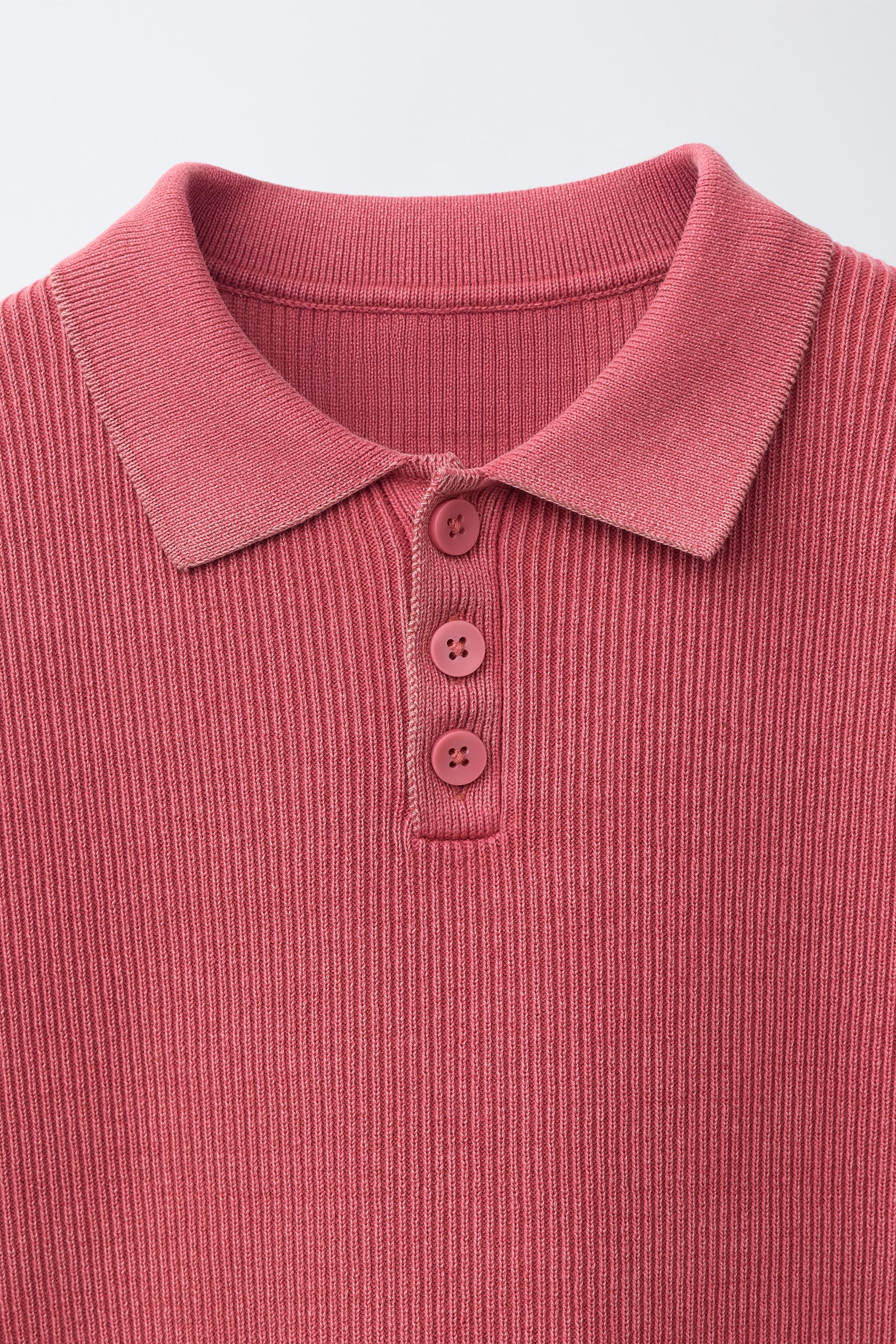 Детские рубашки Zara ACID WASH RIBBED POLO SHIRT — фото 4