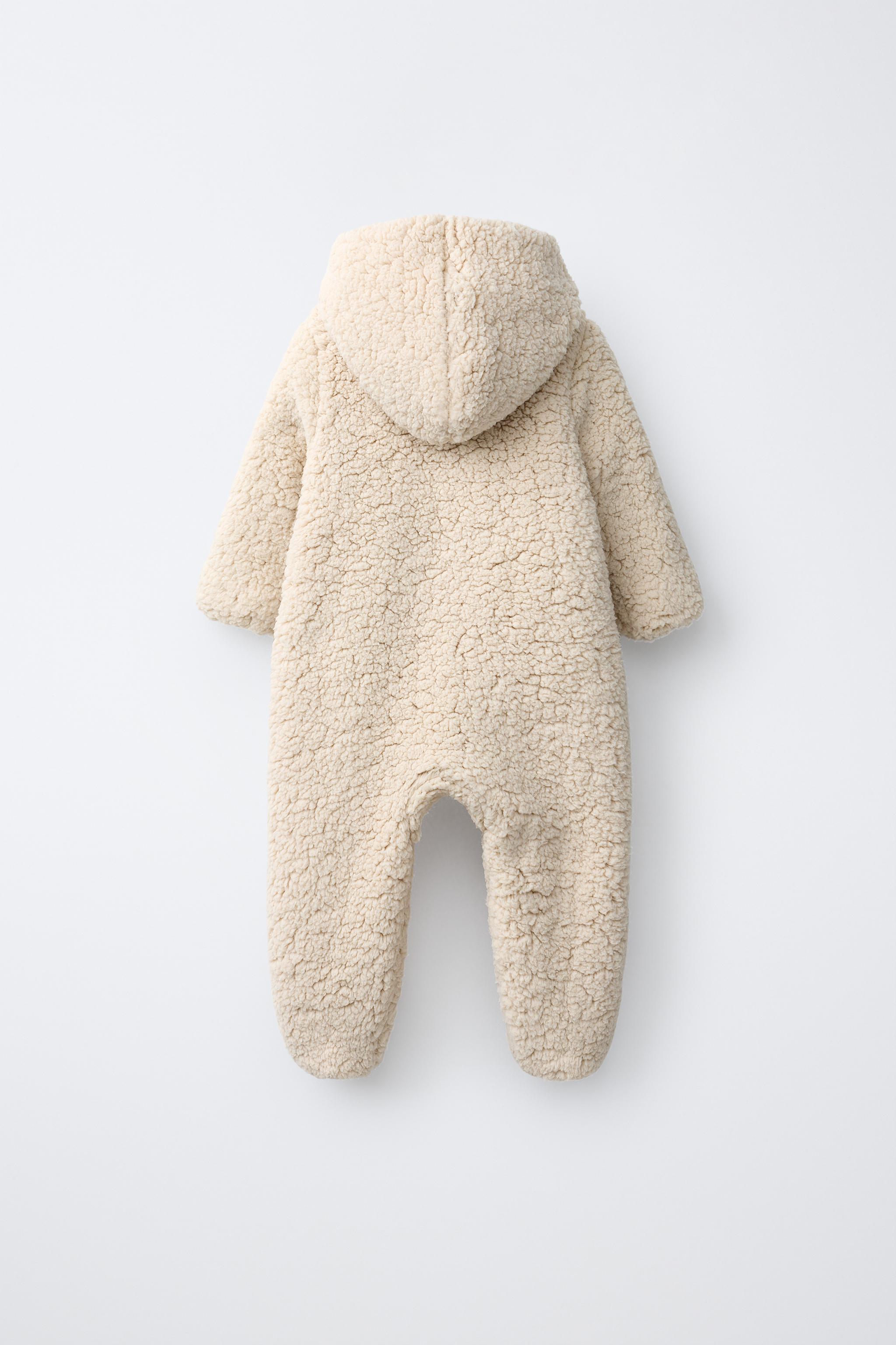 SHERPA HOODIE JUMPSUIT — Light beige