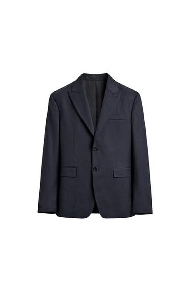 КОСТЮМНЫЙ БЛЕЙЗЕР ИЗ 100% ШЕРСТИ С РЕЛЬЕФНЫМ УЗОРОМ — МОРСКОЙ СИНИЙ от Zara