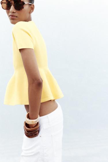 PEPLUM CARDIGAN - Yellow by Zara - Image 2