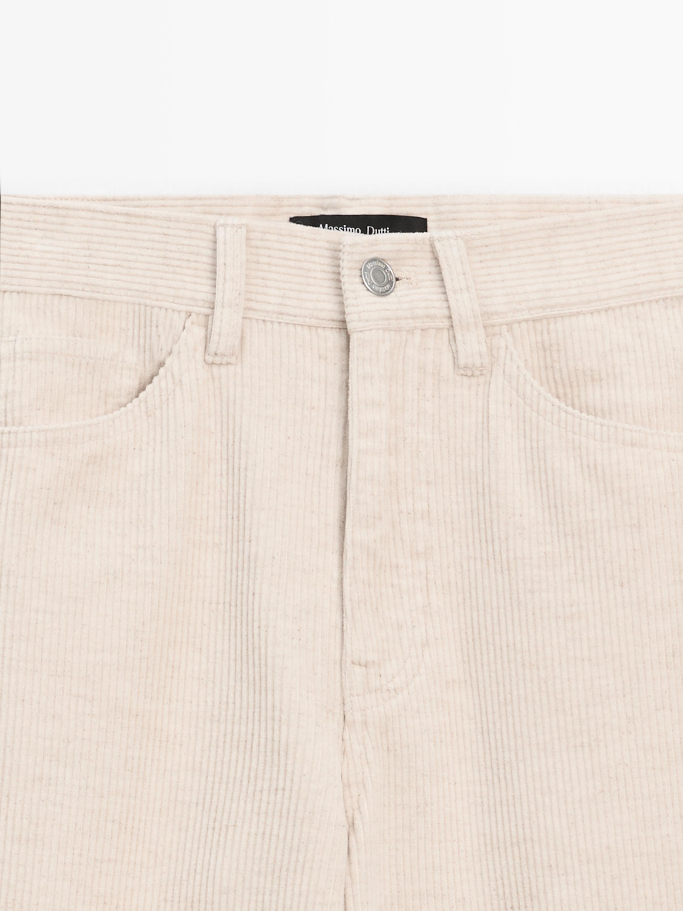High-waist straight-leg corduroy trousers