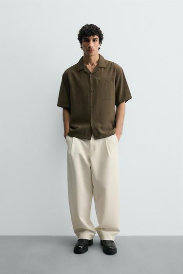 RELAXED FIT PLEATED TROUSERS - Oyster-white by Zara