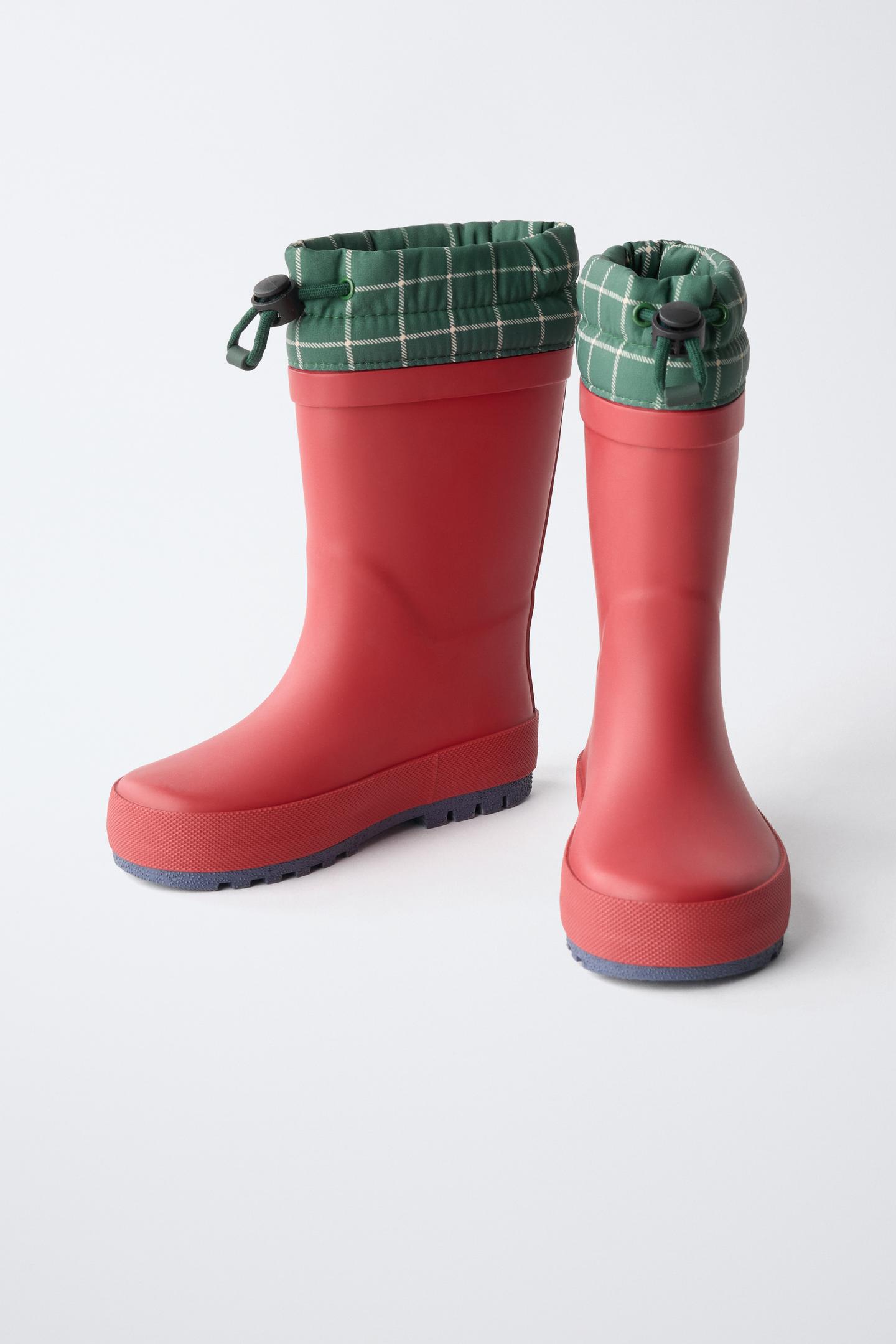 Детские ботинки Zara Plaid Rain Boots, цвет: Красный — фото 3