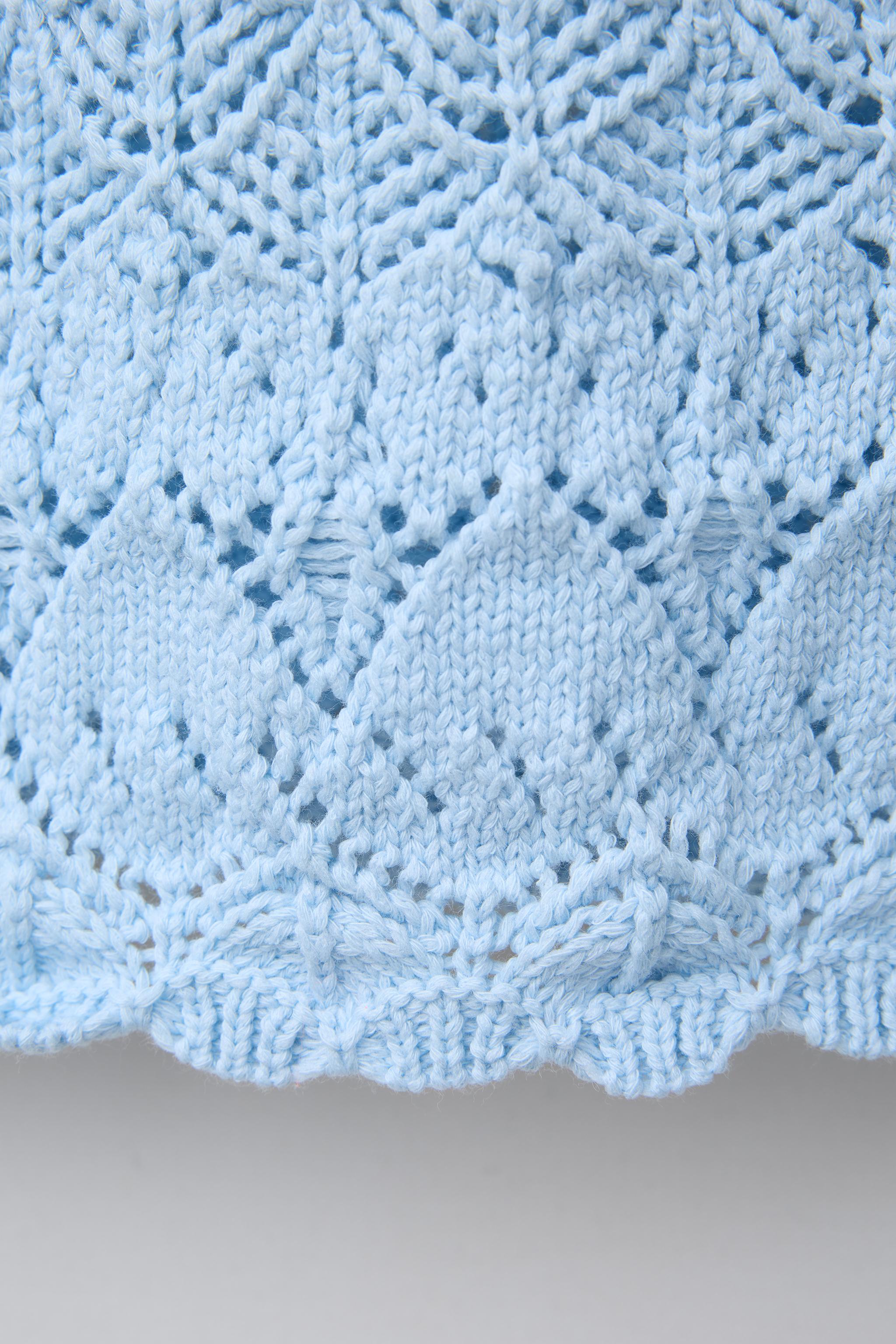 BEADED KNIT TOP - Sky blue | ZARA United States