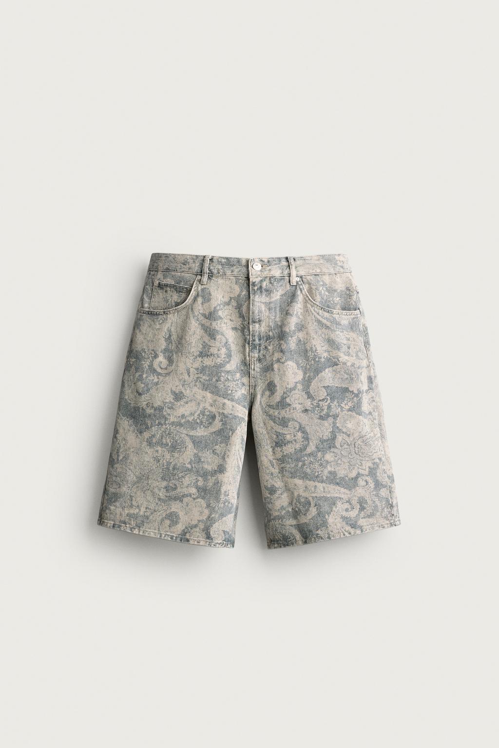 PAISLEY PRINT BAGGY FIT BERMUDA SHORTS