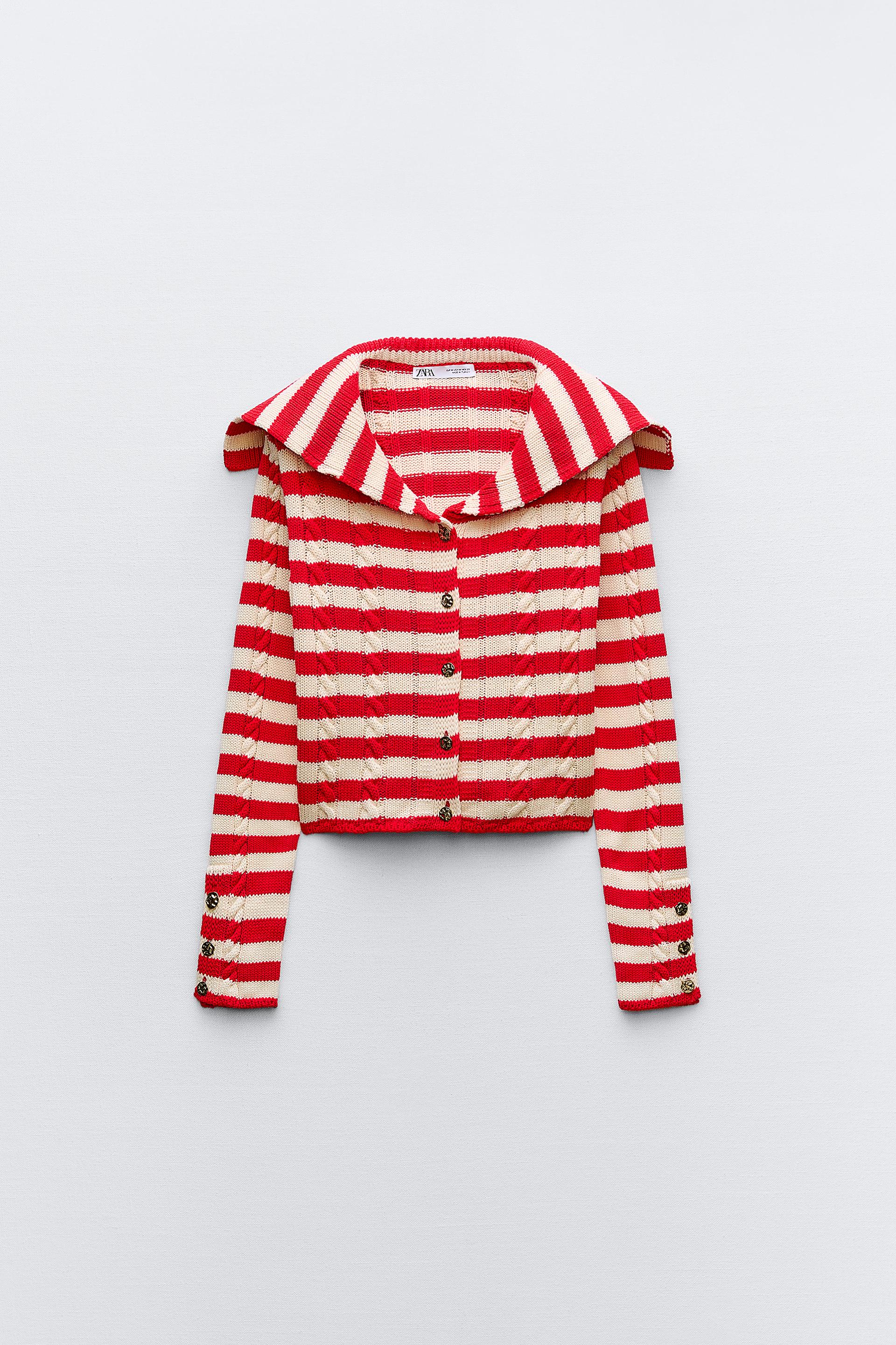 CABLE-KNIT CARDIGAN - striped