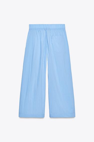 PANTALON POPELINE PINCES ZW COLLECTION - Bleu de Zara - Image 6