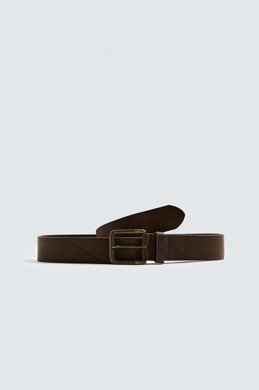 CINTURÓN PIEL EFECTO VINTAGE - Marrón de Zara