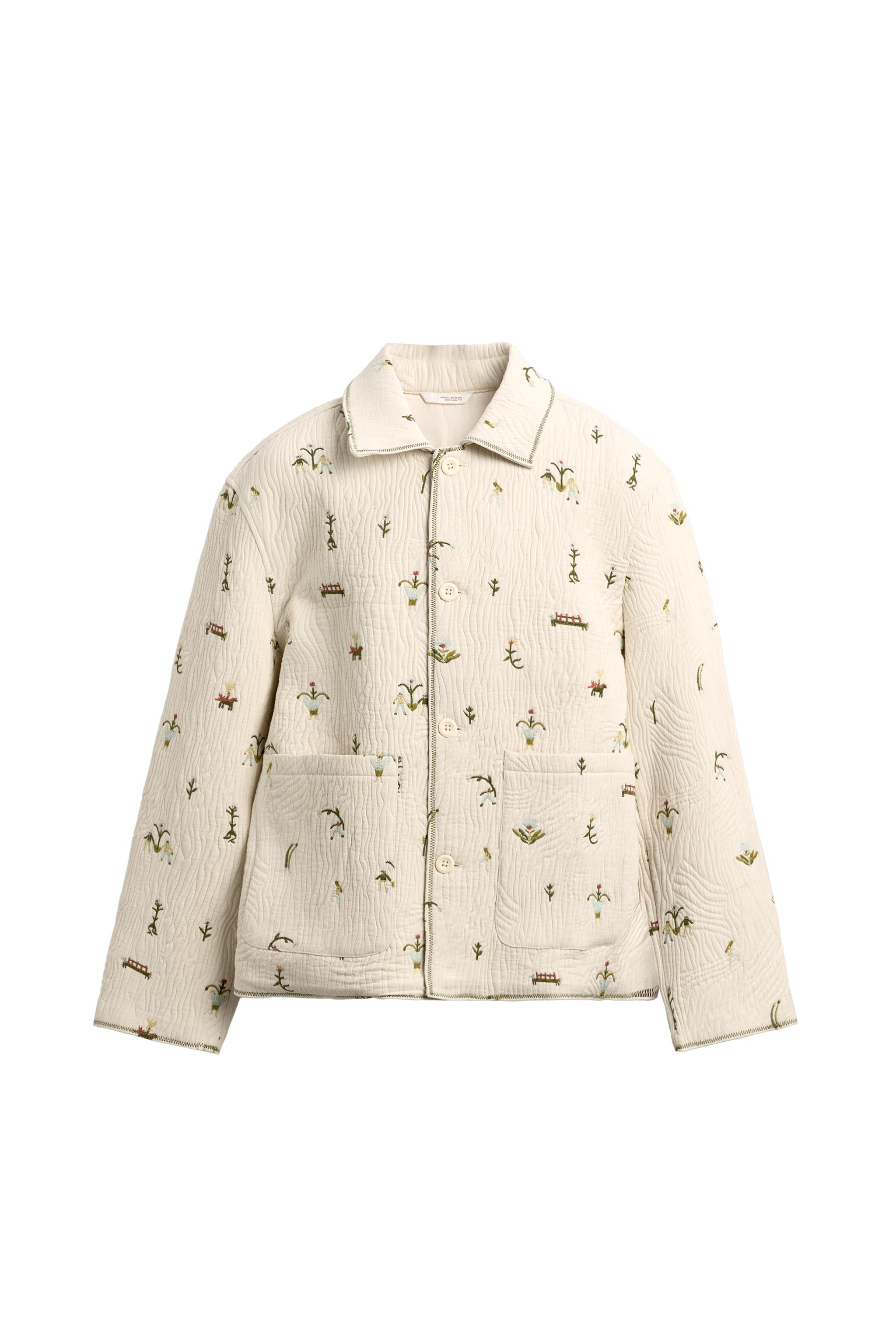 フローラル刺繍ジャカードジャケット - エクリュ | ZARA Japan / 日本