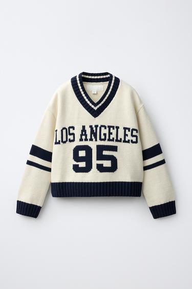 VARSITY KNIT JUMPER — Ecru 1