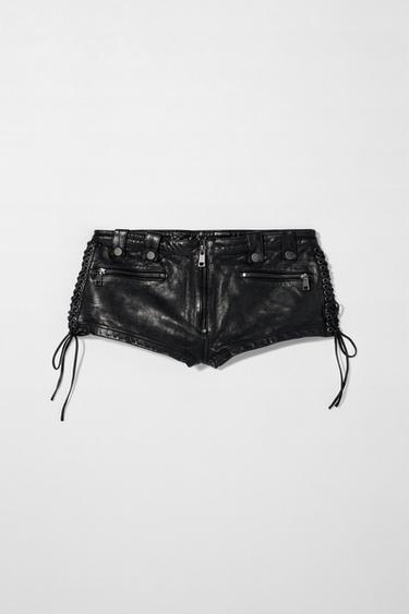 KATE MOSS X ZARA LEATHER SHORTS - Black by Zara - Image 0