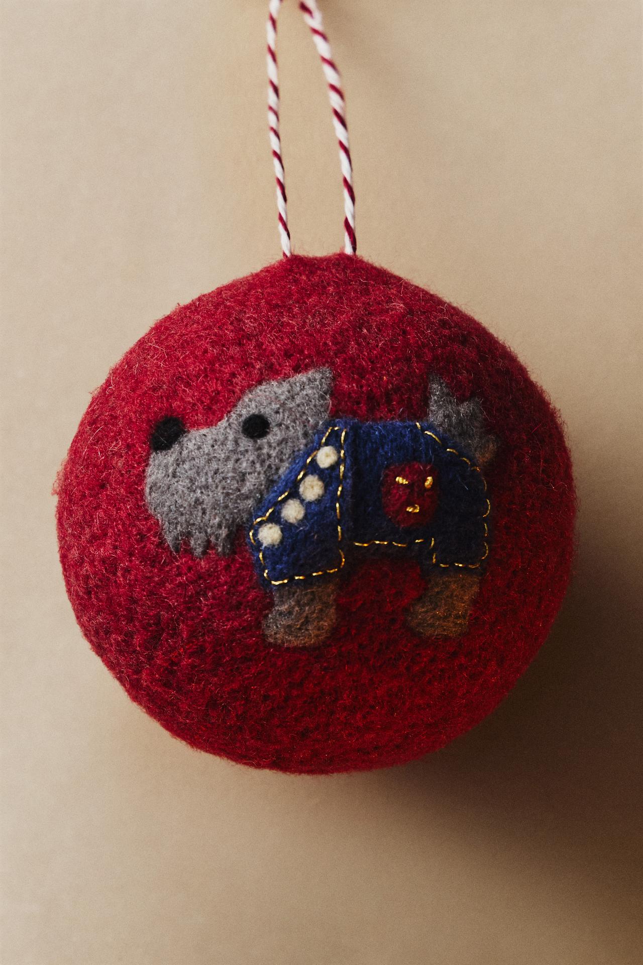 DOG FELT CHRISTMAS TREE DECORATION — Red