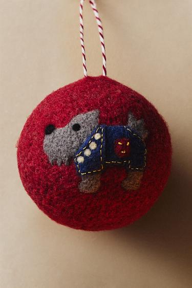 DOG FELT CHRISTMAS TREE DECORATION — Red 1
