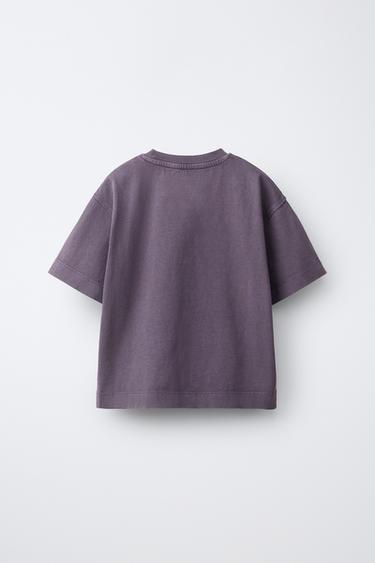 T-SHIRT EFFET DÉLAVÉ HEAVY WEIGHT - Violet de Zara - Image 1