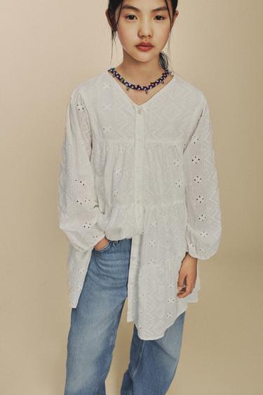 Zara 浪漫風拼接連身裙 - 白色