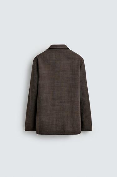 DOUBLE-BREASTED 100% WOOL TEXTURED SUIT BLAZER - Brown by Zara - Image 7