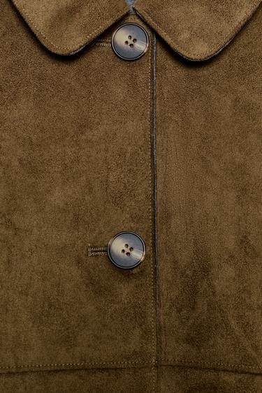 VESTE COURTE EFFET DAIM - Kaki foncé de Zara - Image 10