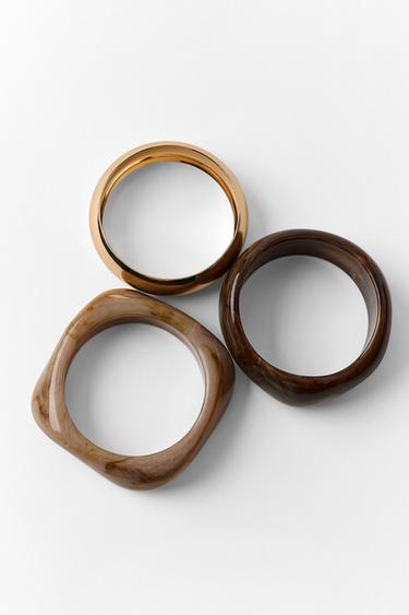 PACK OF 3 MIXED RIGID BRACELETS - Brown by Zara