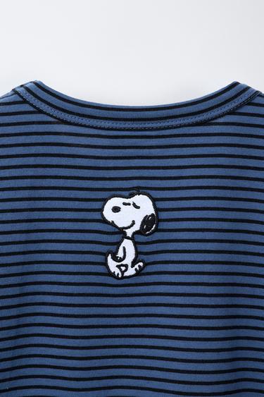 STRIPED EMBROIDERED SNOOPY PEANUTS™ T-SHIRT - blue/black by Zara - Image 3