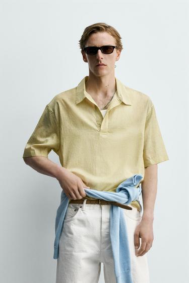 SEMI-SHEER BOXY FIT POLO SHIRT - Butter by Zara