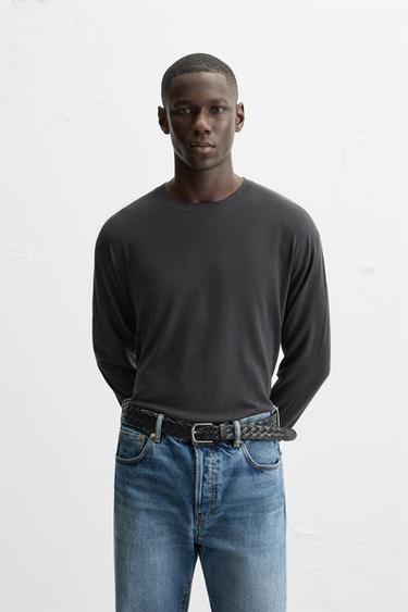 Zara 基本款人造絲混紡針織衫 - 碳色