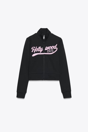 TEXT ZIP-UP SWEATSHIRT - Black by Zara