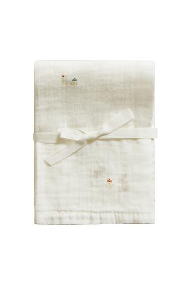 EMBROIDERED BABY MUSLIN CLOTHS (PACK OF 2) - Ecru by Zara