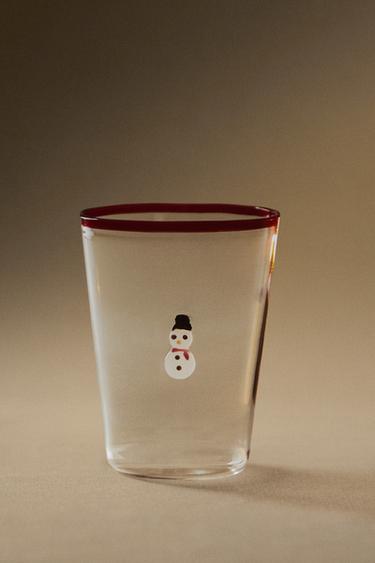 CHRISTMAS SNOWMAN BOROSILICATE GLASS TUMBLER — Red 1